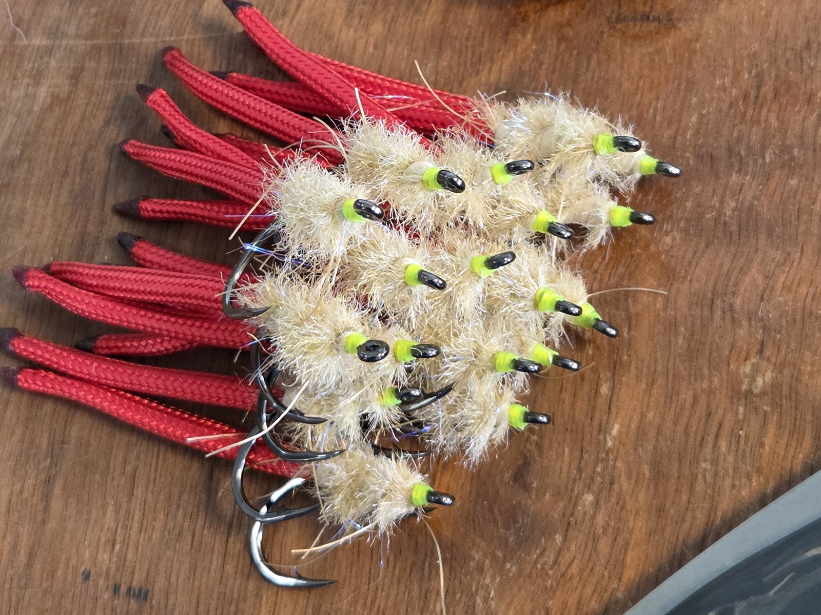 Group of Tarpon Worm Flies.